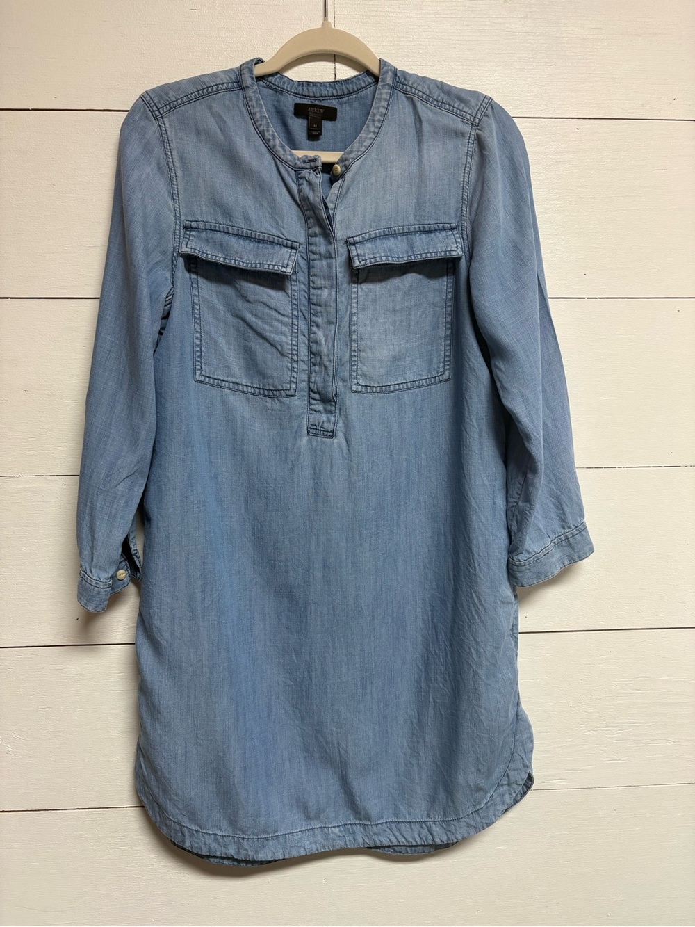 J.Crew Chambray Denim Shirt Dress Tunic Blue Lyocell Medium